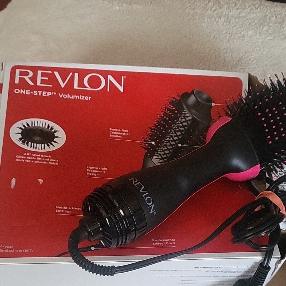 Revlon One-Step Volumizer Brush — Black with Hot Pink Accents